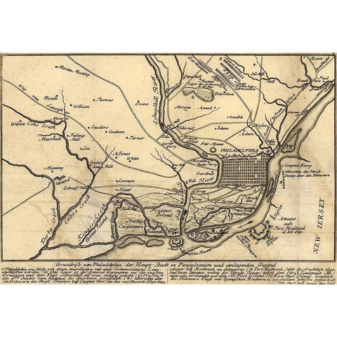 Philadelphia in the War 1777 Black Modern Wood Framed Art Print by Vintage Maps