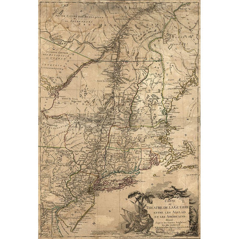 Theatre of War in the Thirteen Colonies 1777 Gold Ornate Wood Framed Art Print with Double Matting by Vintage Maps