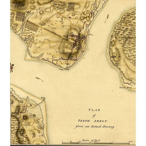 Perth Amboy 1777 Black Modern Wood Framed Art Print with Double Matting by Vintage Maps