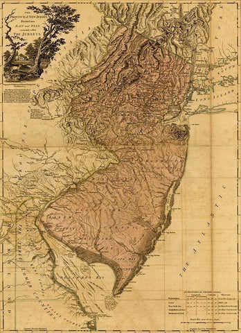 Province of New Jersey 1777 Black Ornate Wood Framed Art Print with Double Matting by Vintage Maps