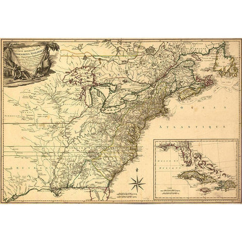 British Possessions at the Time of the War of Independence 1777 White Modern Wood Framed Art Print by Vintage Maps