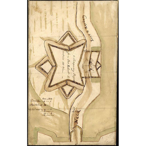 Boston Defenses Star Redoubt 1779 White Modern Wood Framed Art Print by Vintage Maps