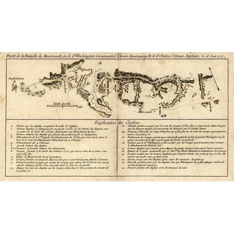 Battle of Monmouth New Jersey Freehold Black Modern Wood Framed Art Print by Vintage Maps