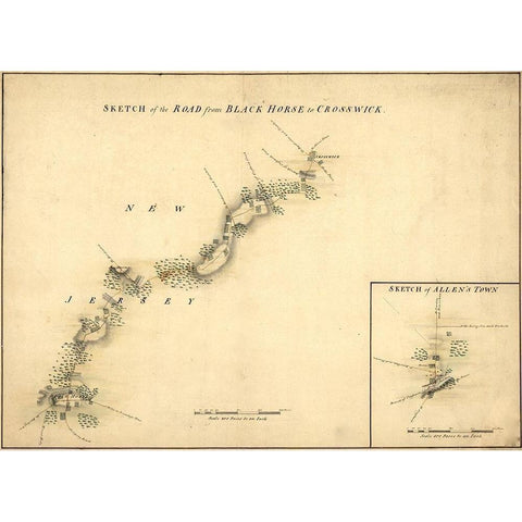 Crosswicks New Jersey 1778 White Modern Wood Framed Art Print by Vintage Maps