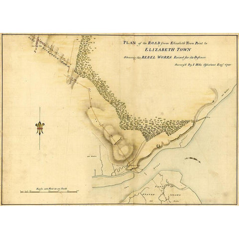Elizabeth New Jersey 1780 White Modern Wood Framed Art Print by Vintage Maps
