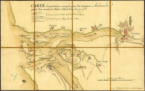 American Positions after retreat to Long Island 1778 White Modern Wood Framed Art Print with Double Matting by Vintage Maps