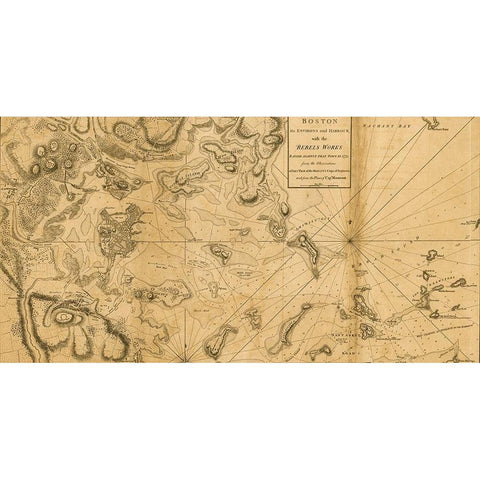 Boston its environs and harbor 1775 Black Modern Wood Framed Art Print with Double Matting by Vintage Maps