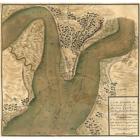 Soundings for Depth of the Hudson Around West Point White Modern Wood Framed Art Print by Vintage Maps