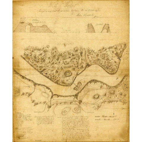 West Point 1783 White Modern Wood Framed Art Print by Vintage Maps