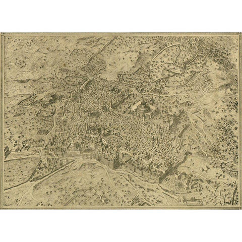 Antique Map of Jerusalem White Modern Wood Framed Art Print by Vintage Maps