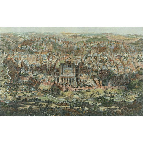 Antique Map of Jerusalem White Modern Wood Framed Art Print by Vintage Maps