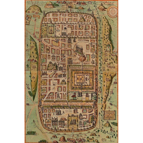 Antique Map of Jerusalem Black Modern Wood Framed Art Print by Vintage Maps