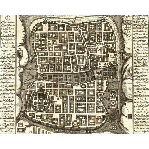 Antique Map of Jerusalem White Modern Wood Framed Art Print by Vintage Maps