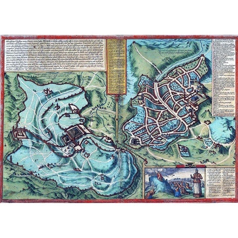 Antique Map of Jerusalem Black Modern Wood Framed Art Print with Double Matting by Vintage Maps