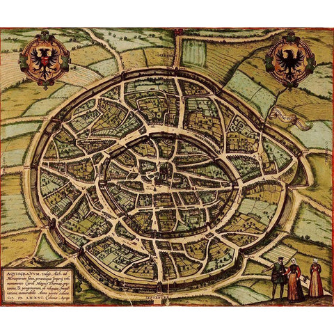 Antique Map of Jerusalem White Modern Wood Framed Art Print by Vintage Maps