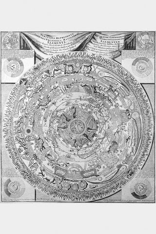Celestial Map Black Ornate Wood Framed Art Print with Double Matting by Saliba, Antonio
