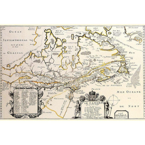 New France or Canada by Champlain White Modern Wood Framed Art Print by Champlain, Samuel De