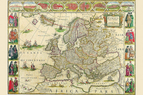 Europe White Modern Wood Framed Art Print with Double Matting by Blaeu, Willem