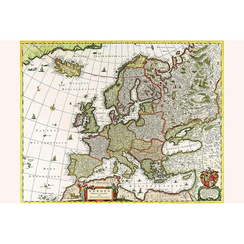 Europe White Modern Wood Framed Art Print by Visscher, Nicolas