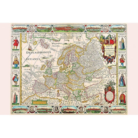 Europe Gold Ornate Wood Framed Art Print with Double Matting by Visscher, Nicolas