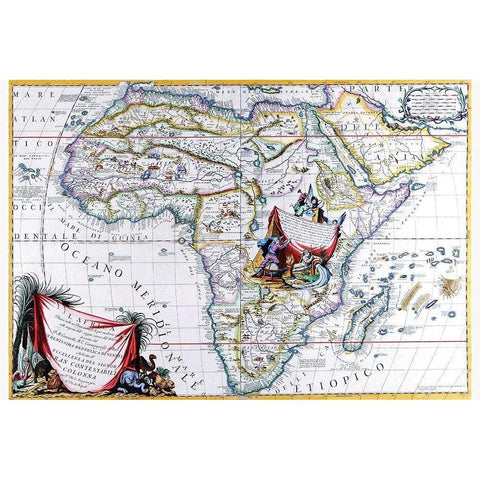 Africa White Modern Wood Framed Art Print by Coronelli, Vincenzo