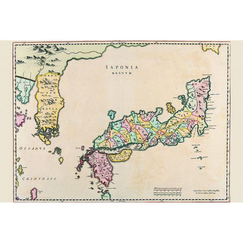 Japan and Korea White Modern Wood Framed Art Print by Blaeu, Joan