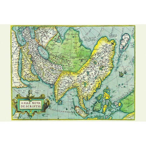 Asia White Modern Wood Framed Art Print by Ortelius, Abraham