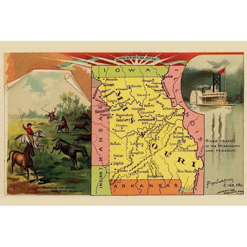 Missouri Gold Ornate Wood Framed Art Print with Double Matting by Arbuckle Brothers