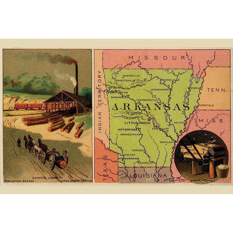 Arkansas Black Modern Wood Framed Art Print with Double Matting by Arbuckle Brothers