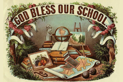 God Bless Our School White Modern Wood Framed Art Print with Double Matting by Arbuckle Brothers