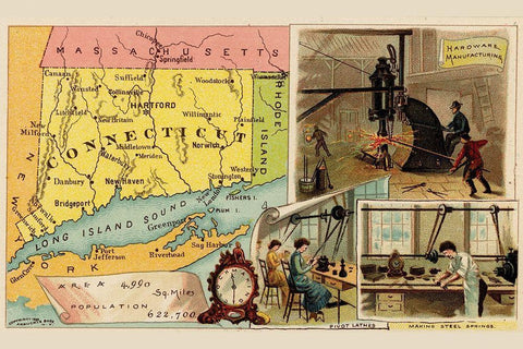 Connecticut Black Ornate Wood Framed Art Print with Double Matting by Arbuckle Brothers