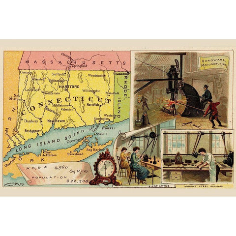 Connecticut Black Modern Wood Framed Art Print with Double Matting by Arbuckle Brothers