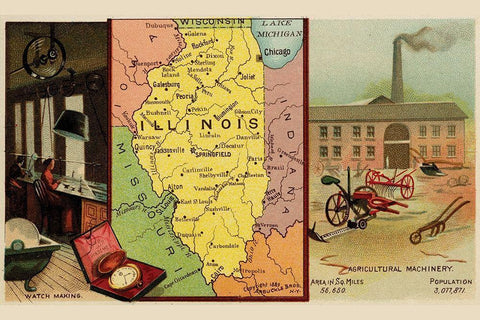 Illinois White Modern Wood Framed Art Print with Double Matting by Arbuckle Brothers