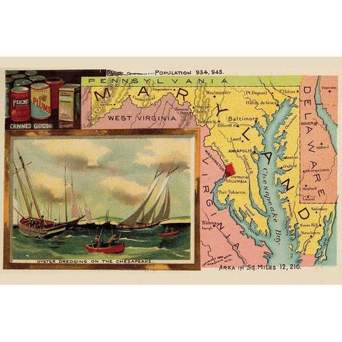 Maryland Gold Ornate Wood Framed Art Print with Double Matting by Arbuckle Brothers