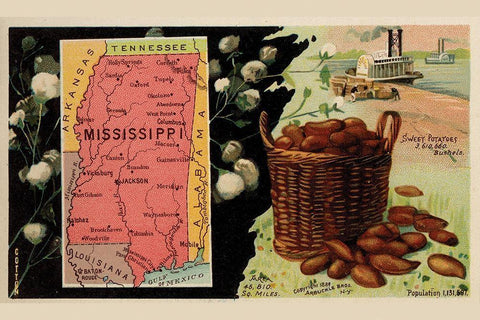 Mississippi Black Ornate Wood Framed Art Print with Double Matting by Arbuckle Brothers