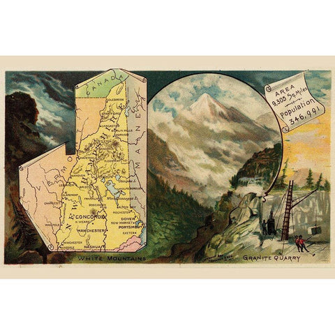 New Hampshire Black Modern Wood Framed Art Print with Double Matting by Arbuckle Brothers