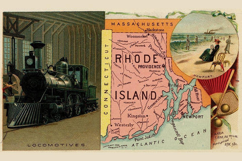 Rhode Island White Modern Wood Framed Art Print with Double Matting by Arbuckle Brothers