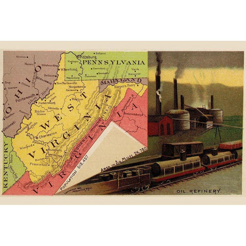 West Virginia Black Modern Wood Framed Art Print with Double Matting by Arbuckle Brothers