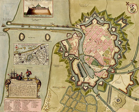 Survey of London Westminster and Southwark 1700 Black Ornate Wood Framed Art Print with Double Matting by Beeck, Anna