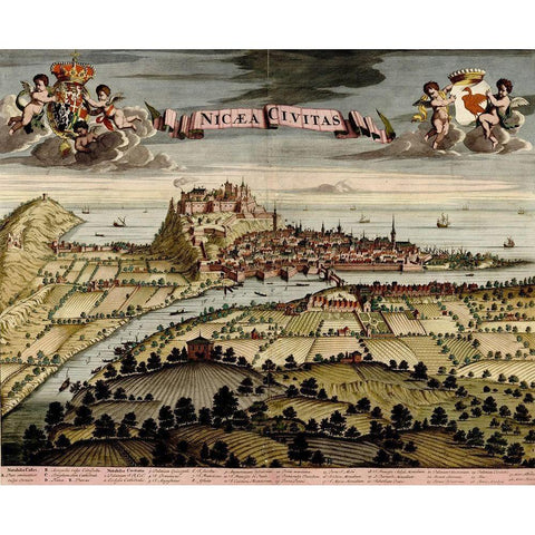 Trevise in the Italian Po Valley 1700 Black Modern Wood Framed Art Print with Double Matting by Beeck, Anna