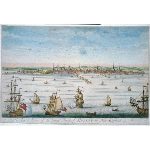 Boston in 1750 White Modern Wood Framed Art Print by Carwitham, John J