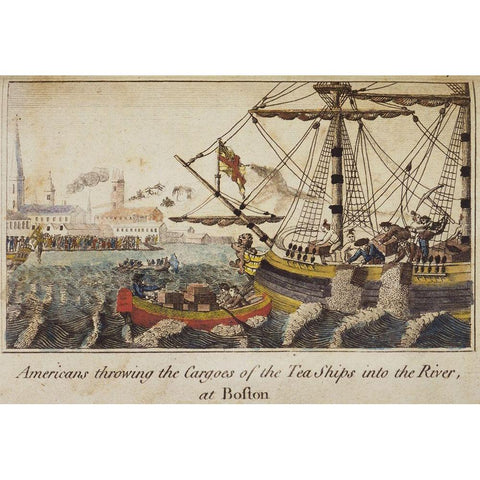 Boston Tea Party White Modern Wood Framed Art Print by Vintage Places