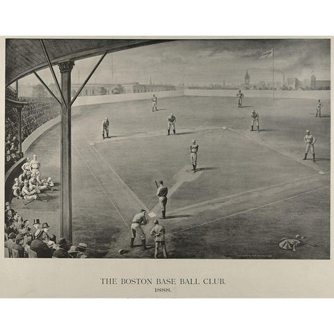 Boston Baseball Club 1888 Black Modern Wood Framed Art Print with Double Matting by Hastings, George H