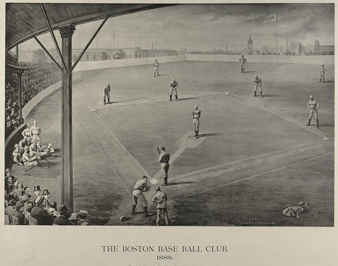 Boston Baseball Club 1888 Black Ornate Wood Framed Art Print with Double Matting by Hastings, George H