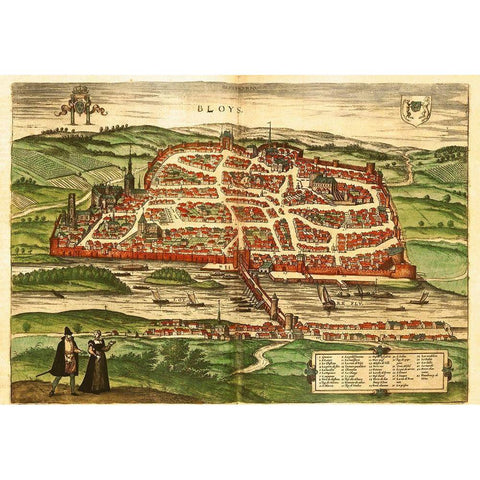 Blois Black Modern Wood Framed Art Print by Hogenberg, Braun