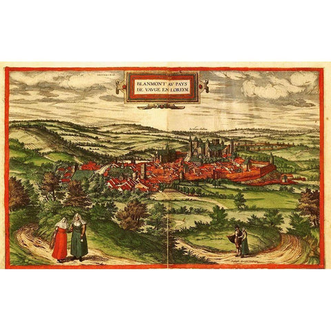 Blamont White Modern Wood Framed Art Print by Hogenberg, Braun