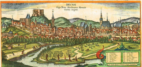 Brno Black Ornate Wood Framed Art Print with Double Matting by Hogenberg, Braun