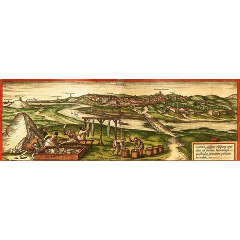 Conil de la Frontera Gold Ornate Wood Framed Art Print with Double Matting by Hogenberg, Braun