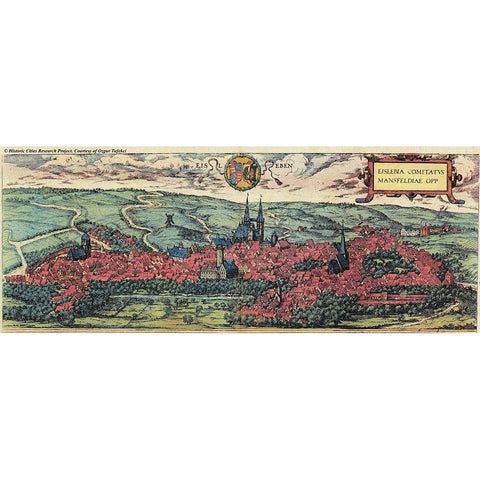 Eisleben in Saxony Gold Ornate Wood Framed Art Print with Double Matting by Hogenberg, Braun