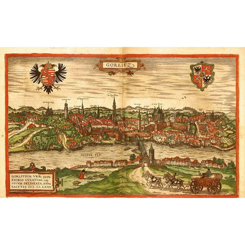 Gorlitz Germany White Modern Wood Framed Art Print by Hogenberg, Braun